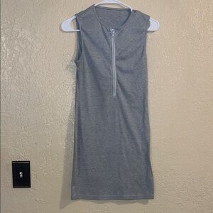 Sleeveless Gray Zip-Up Dress